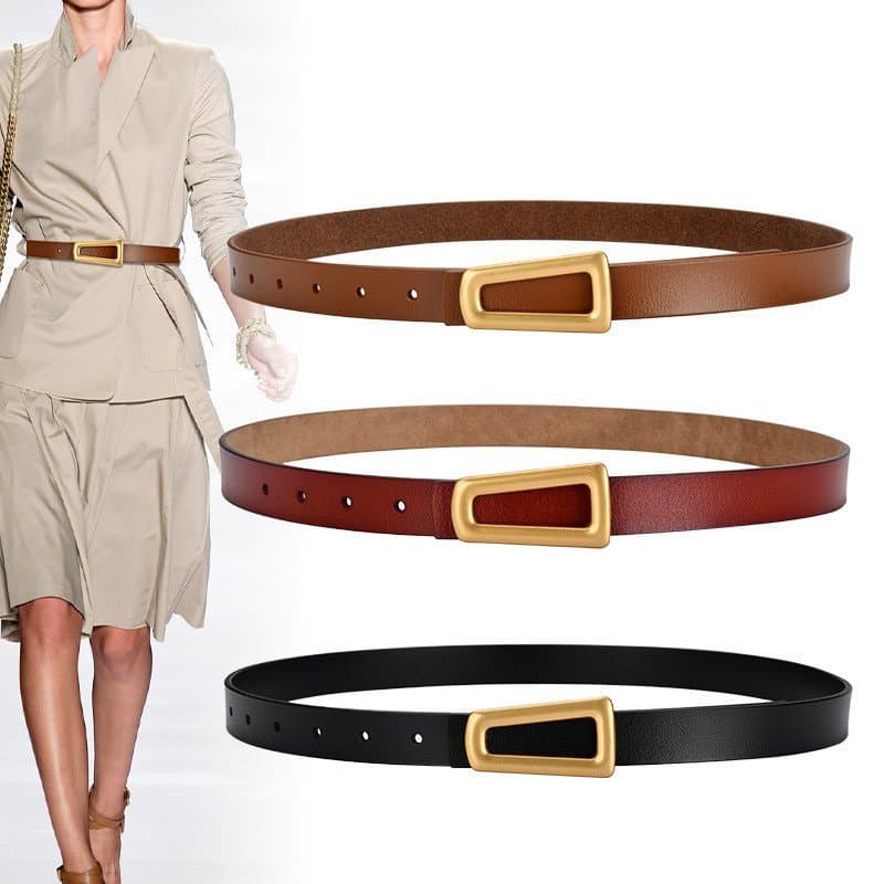 Cinto feminino de couro legítimo, versátil para decorar suéteres, sobretudos, vestidos, roupas femininas, cinto para uso
