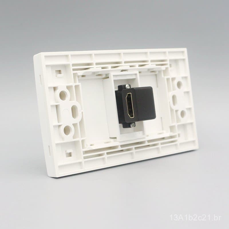 Painel de conexão HDMI tipo 120, de alta definição, com conector em ângulo reto de 90 graus em formato de L para tomada