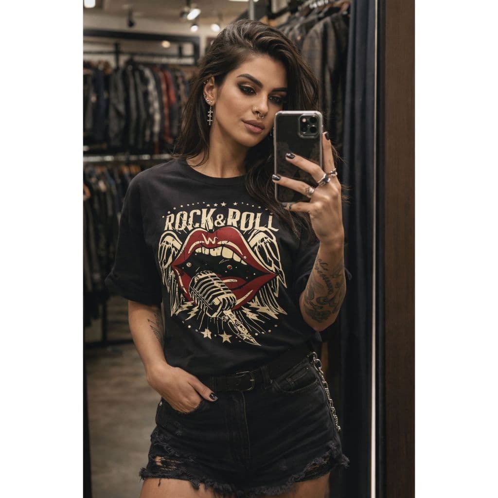 Camiseta Feminina Rock & Roll Roqueira Modelo Oversized Heavy Metal