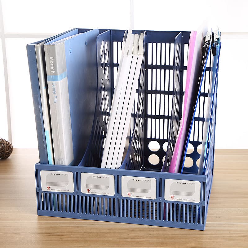 Suporte de arquivo de mesa de escritório plástico quádruplo Rack de arquivo cesta de arquivo quádruplo coluna de arquivo