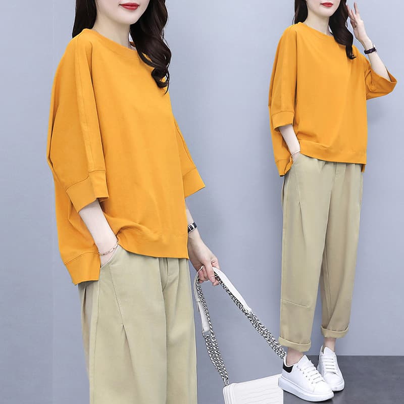 Terno Casual feminino 2021 primavera verão novo estilo simples estilo Hong Kong temperamento topo estilo ocidental reduç
