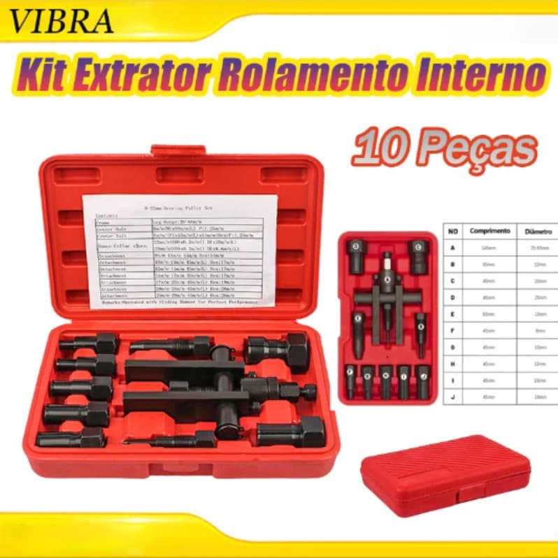 Extrator Rolamento Interno 10 Pecas Kit Jogo Motocicleta Conjunto