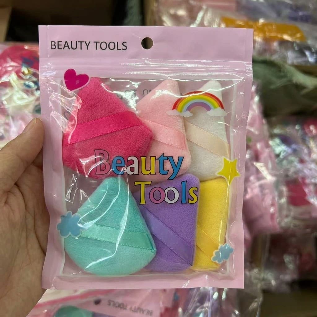 Kit 6 Esponjas de Maquiagem Triangulares Macias, Para Pó Solto Pó Compacto, Cores Sortidas Aleatórias