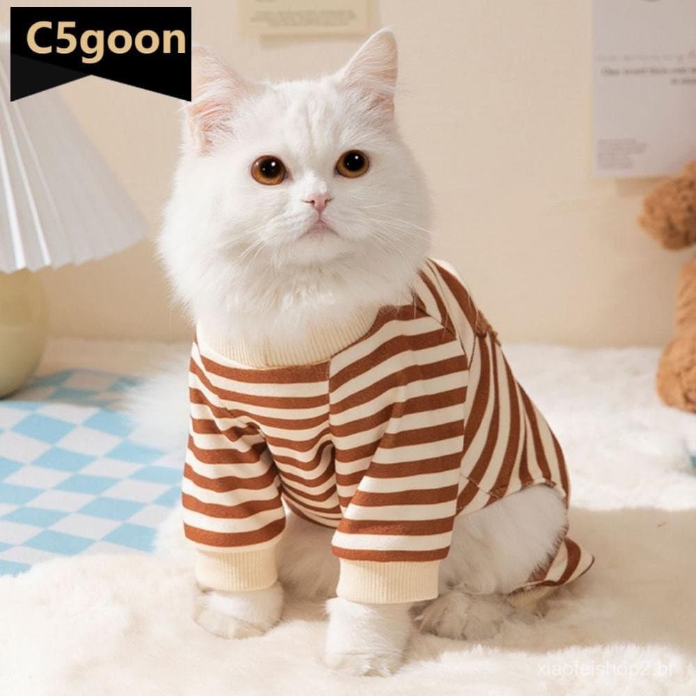Pet Listrado Macacão Primavera Outono Médio Pequeno Roupas Para Cães Doce Pijamas Bonito Padrão Dos Desenhos Anim