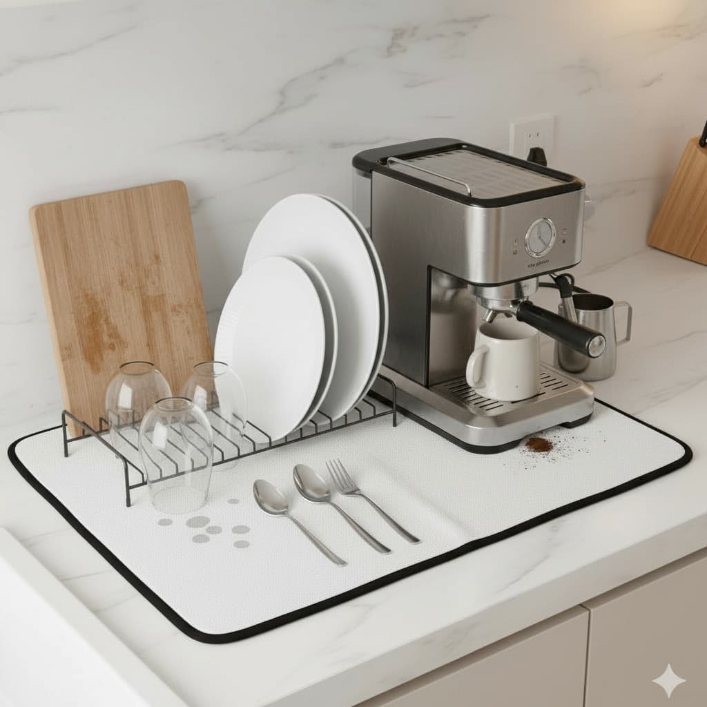 Tapete Absorvente Multifuncional para Cozinha – Base para Louça e Cafeteira (70x50cm)