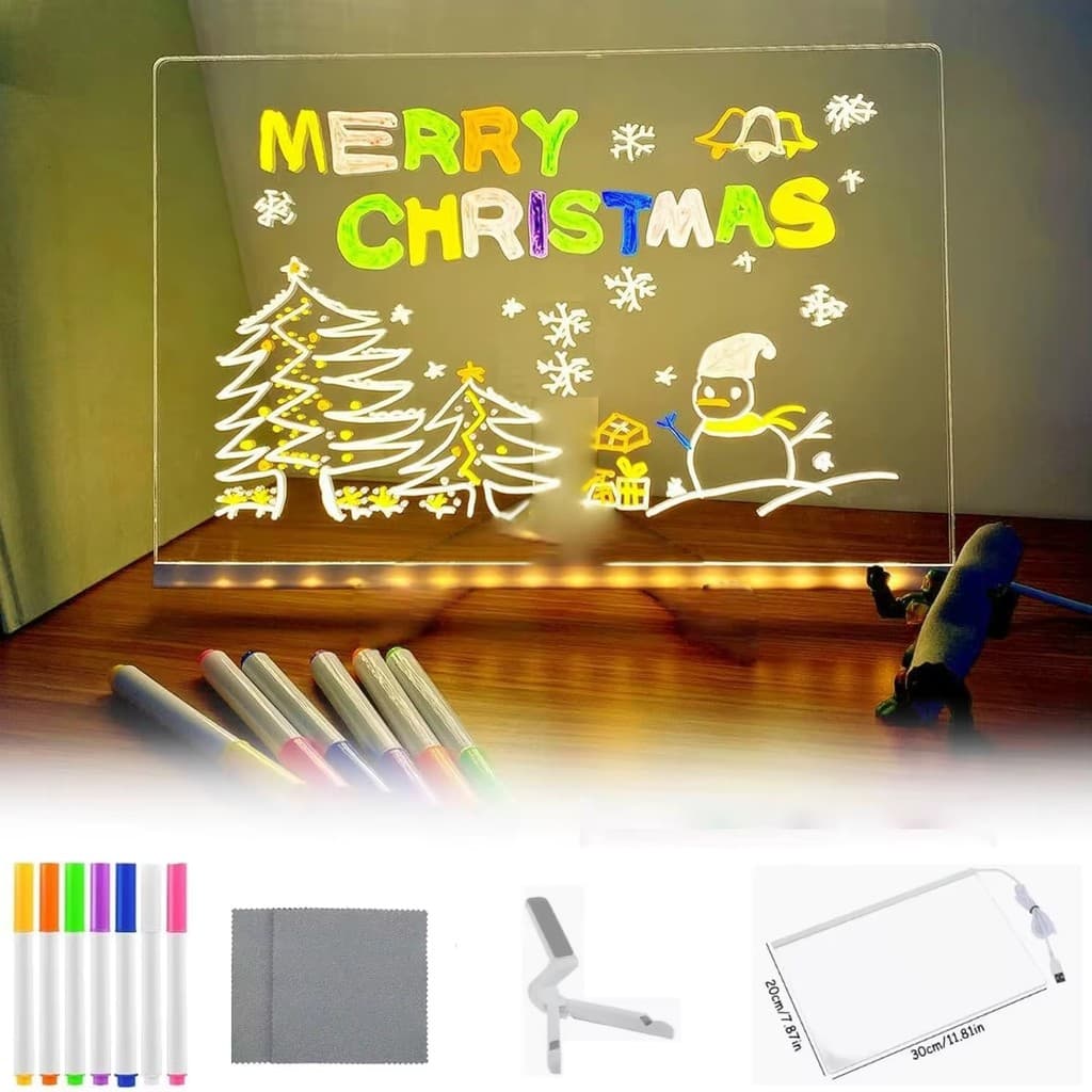 Quadro de Desenho LED Acrílico Brilhante USB Reutilizável com Caneta