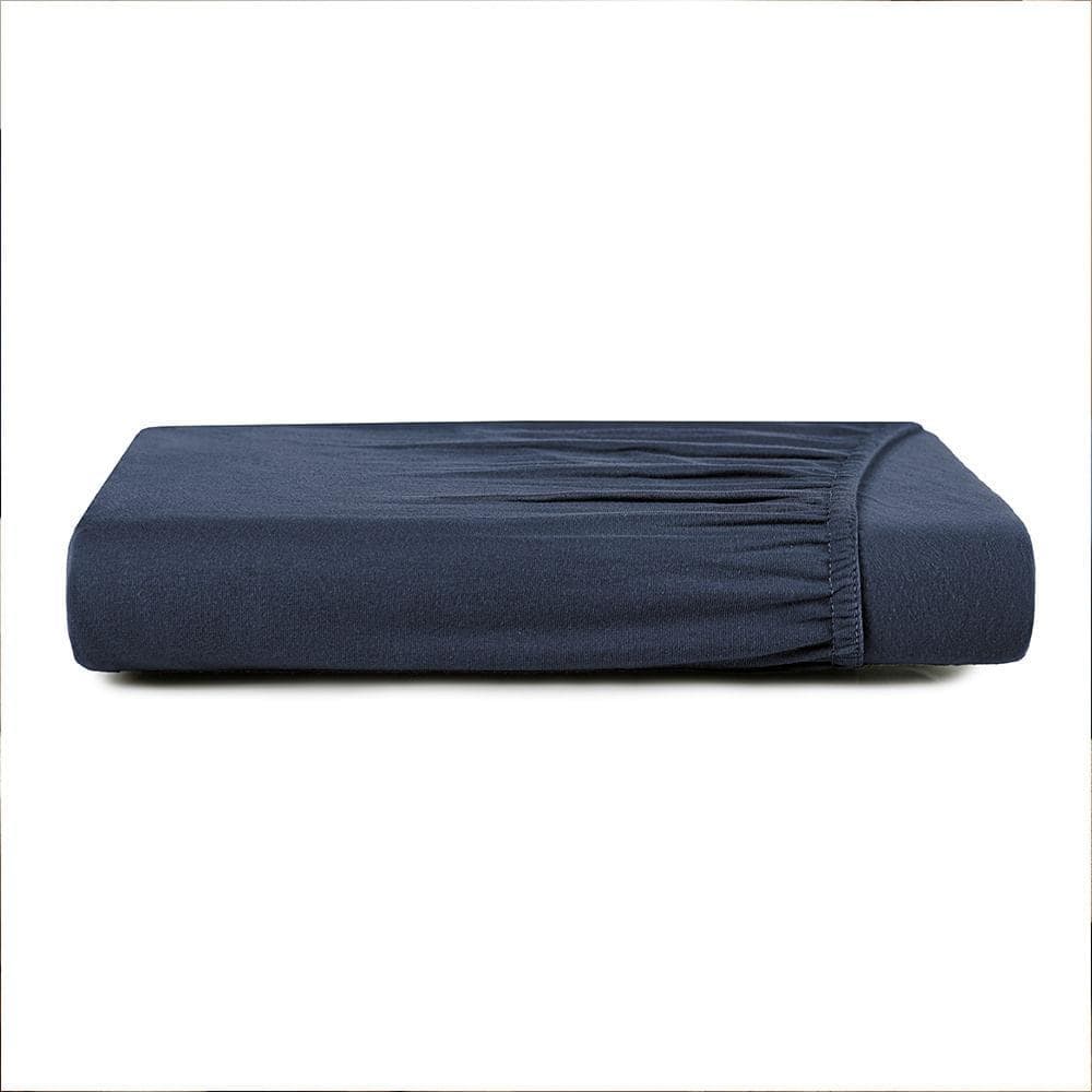 Lençol com Elástico Casal Altenburg Malha Fio Penteado Azul Minimal