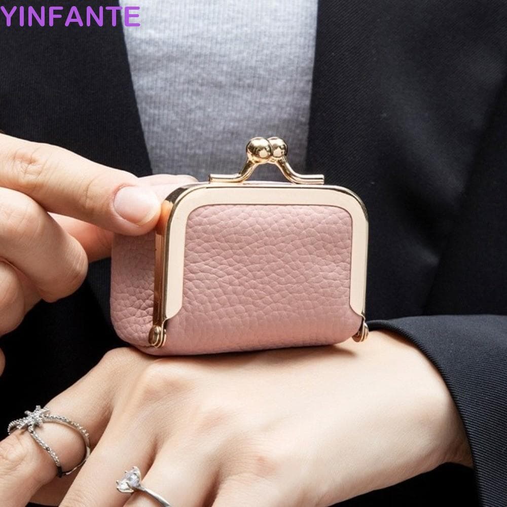 Bolsa De Joias De Couro YINFANTEWN , Moedas Multifuncional De Cor Sólida Kiss Lock PU Para Itens Pequenos