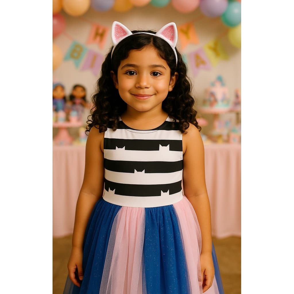 Vestido Temático da Gabby Infantil com Saia de Glitter | Gabby's Dollhouse