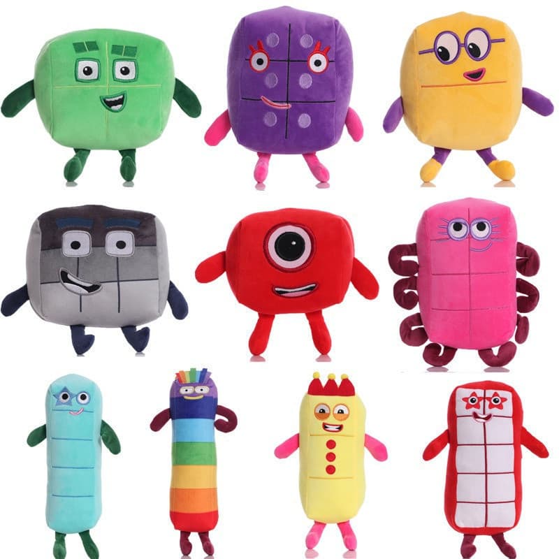 15-36cm 2021 Novos Blocos de Construção Digitais de Desenho Animado Brinquedos de Pelúcia Educativos Blocos de Construçã