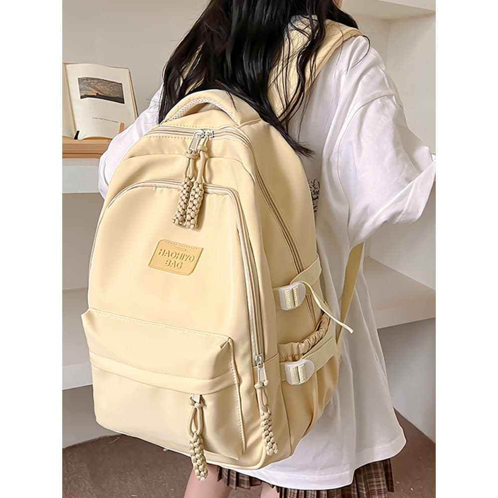 2023 novo estilo cor sólida mochila de grande capacidade escola primária meninas Casual mochila júnior escola secundária