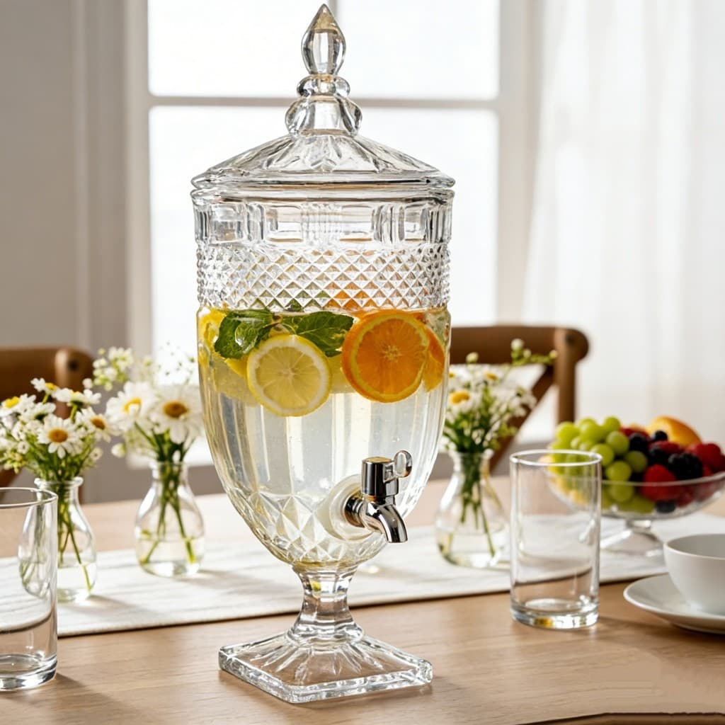 Suqueira de Vidro Cristal 1,8L com Torneira Diamond – Ideal para Suco, Festa e Mesa