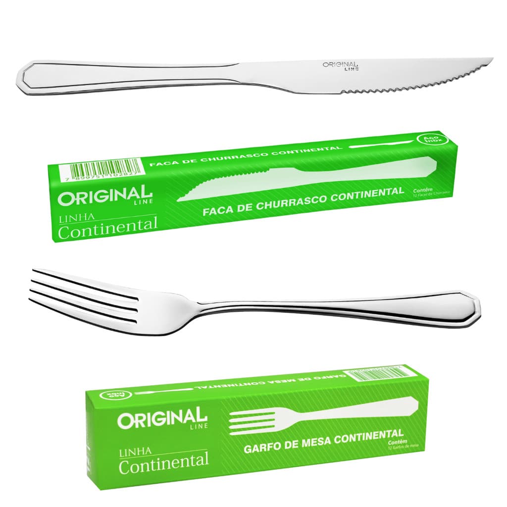 Jogo De Talheres Inox 24 Peças 12 Garfos 12 Facas P/ Casa Restaurante Talher De Mesa