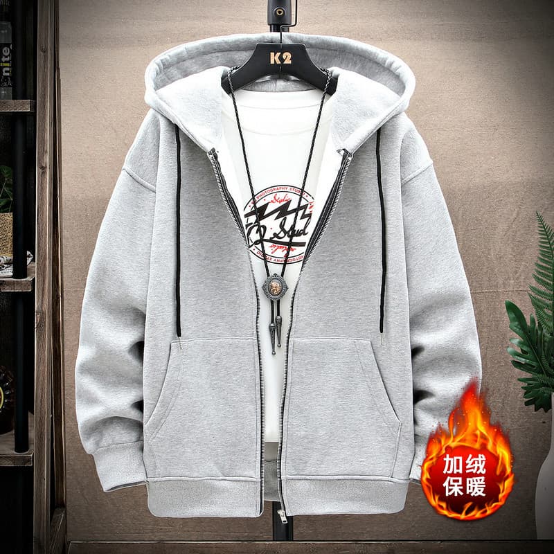 Shopping Counter Retreat Moletom com zíper de tamanho grande masculino outono inverno forro de lã cardigã com capuz resi