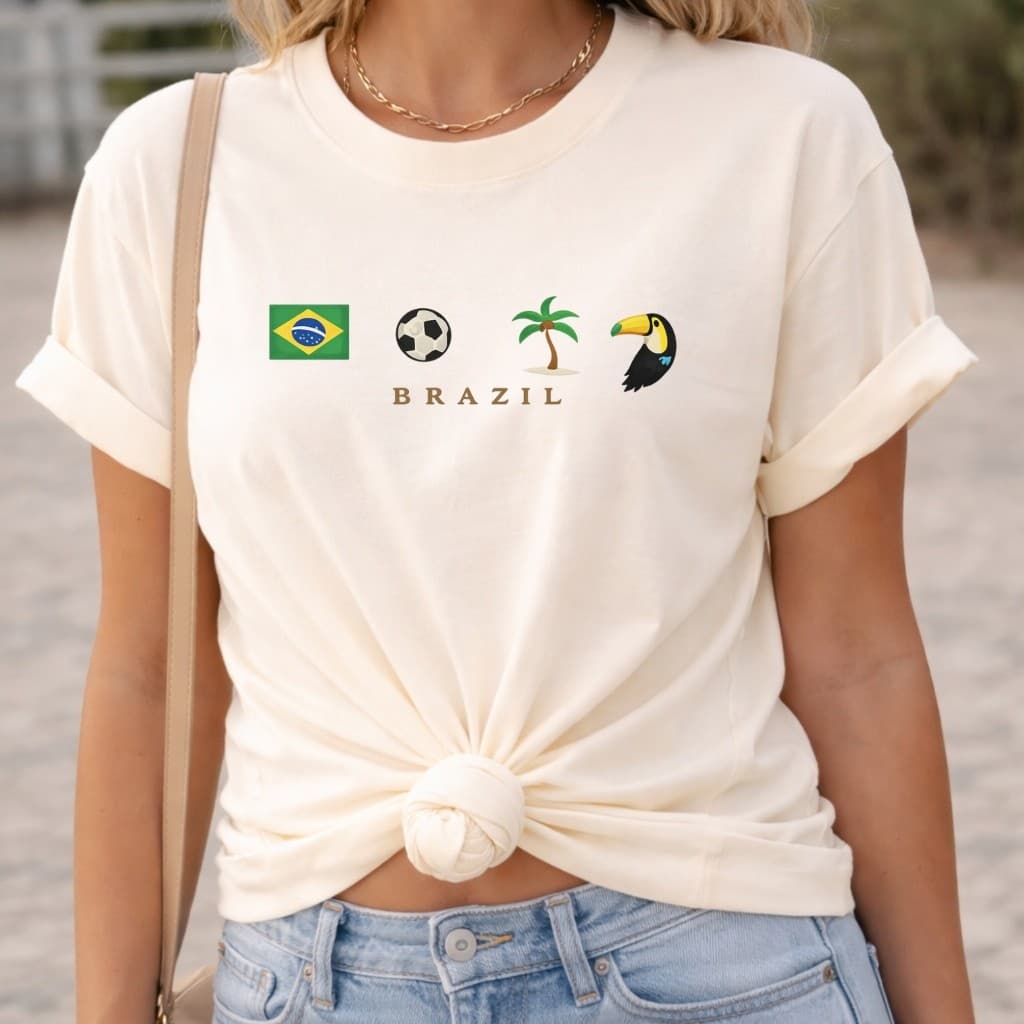 Camiseta Torcedora Brasil Copa 2026 Feminina Camisa Brasileira Estilosa Estampa Brazil Casual Tumblr Dia a Dia