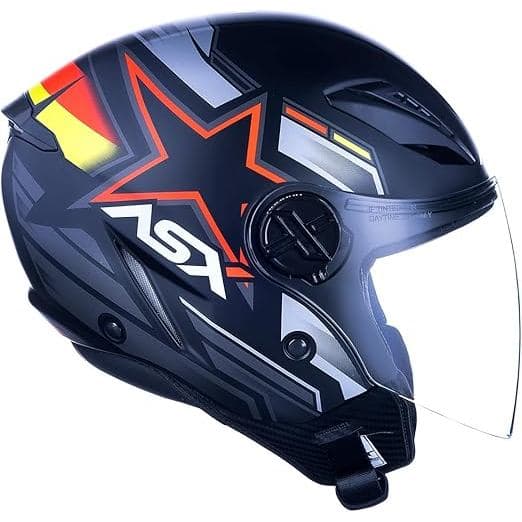 Capacete ASX City Air Pilot Preto Fosco Vermelho/Amarelo 56/S