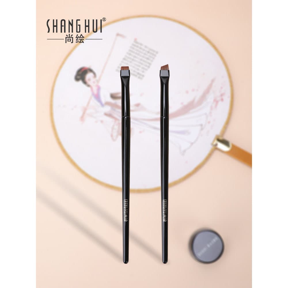 Shanghui lâmina escova M215 delineador escova detalhe sombra creme escova cabeça oblíqua deitado bicho da seda 216 pálpe