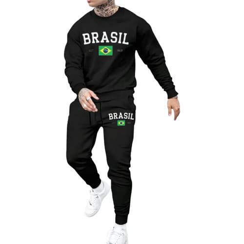 Kit Copa do Mundo Conjunto Brasil Moletom E Calça Moletom Algodão Lançamento