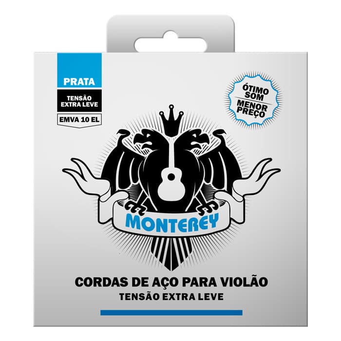 Encordoamento Solez Prata Violão Aço Prata Monterey Emva A10 Tensão Extra Leve Premium