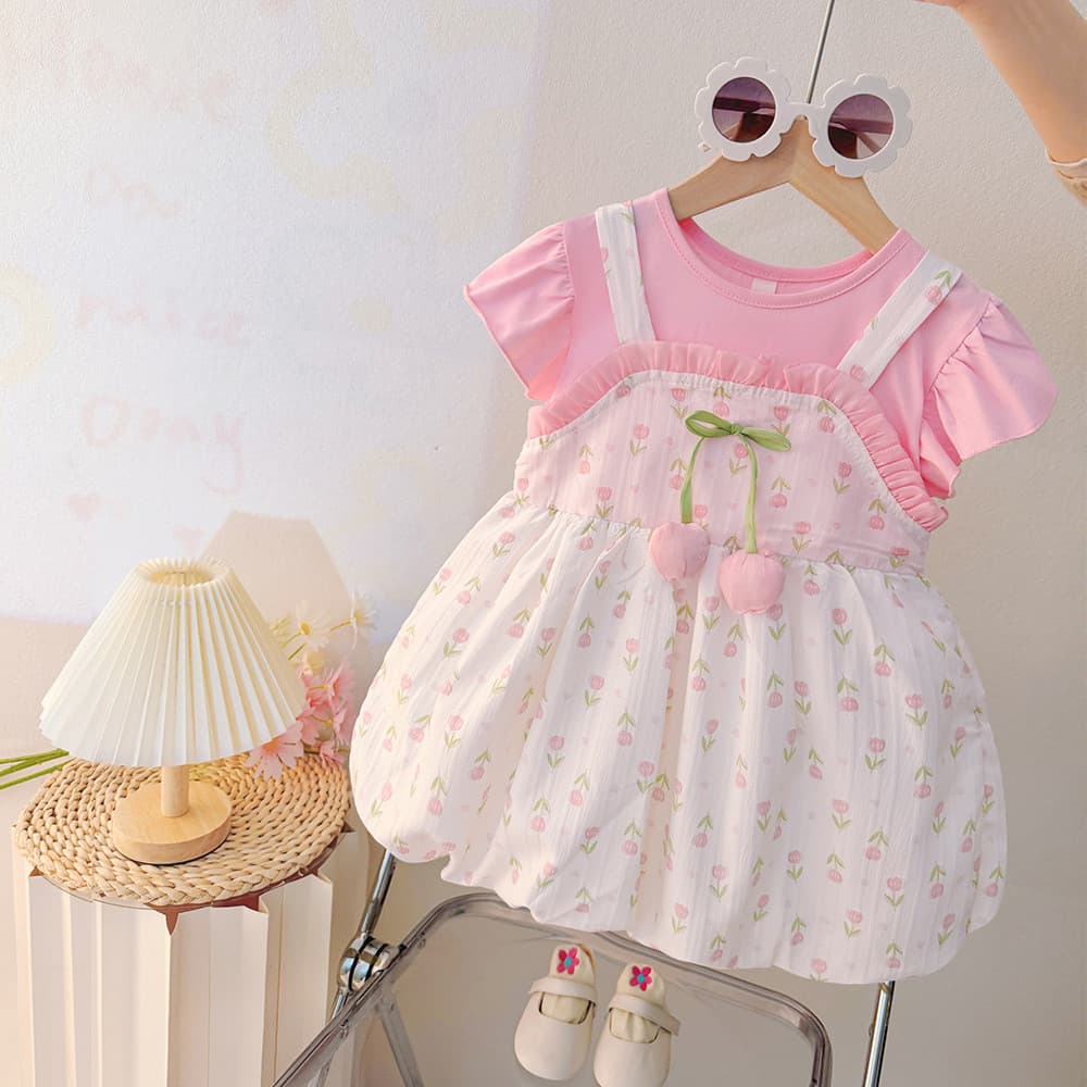 Meninas estilo ocidental bonito verão bebê crianças roupas 2025 novo estilo bebê menina bonito moda menina vestido de pr