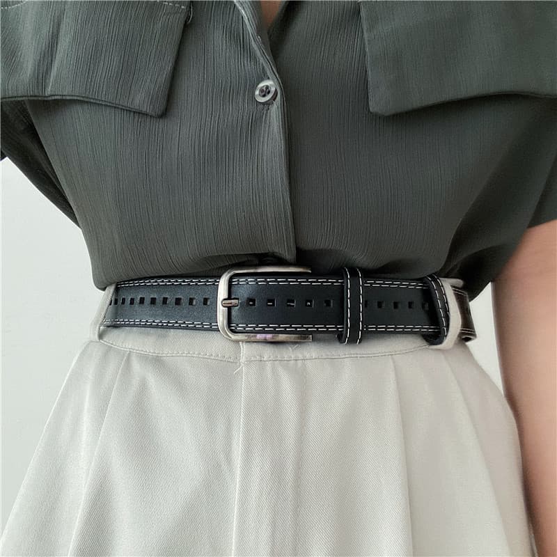 Pin fivela cinto senhoras ins estilo buraco completo Jeans cinto feminino perfuração-livre All-Match cinto masculino ver