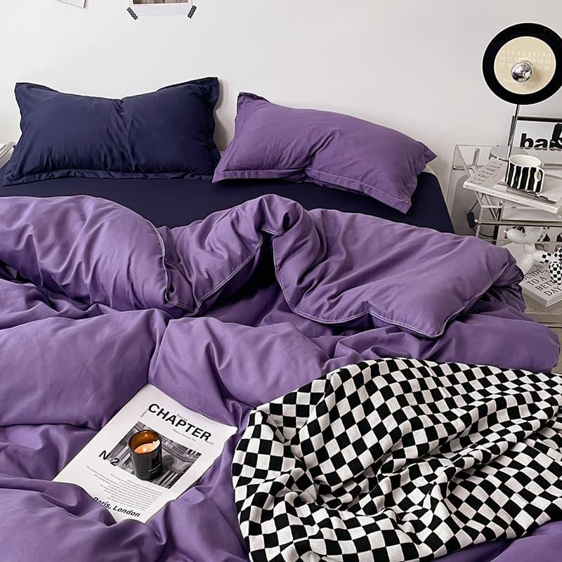 Roxo conjunto de quatro peças algodão lavado não-algodão puro algodão colcha capa folha conjunto de três peças outono in