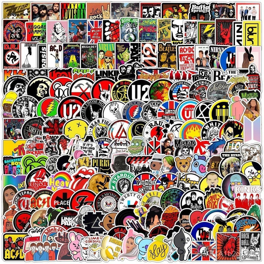 100/200 adesivos de graffiti com tema musical para motocicletas, carros, skates e cadernos, à prova d'água, venda por at