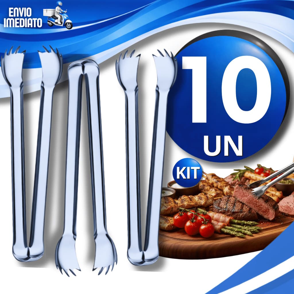 Conjunto Pegadores Carne Aço Inox 12,5cm Cozinha Churrasqueiro Rodizio Multiuso Utensílios