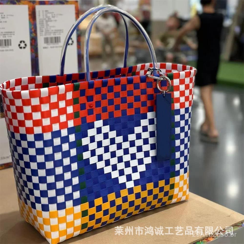 Bolsa artesanal em forma de coração de grande capacidade no mesmo estilo de Sam, bolsa de plástico tipo cesta, bolsa fem