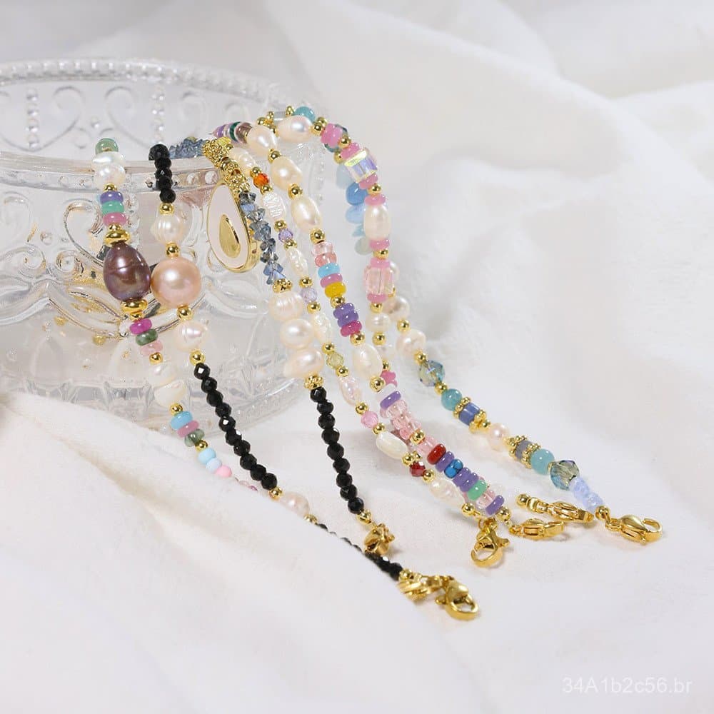 Pulseira de pérolas naturais, vintage, simples, versátil, de alta qualidade, não desbota, banhada a ouro 18k, joia femin