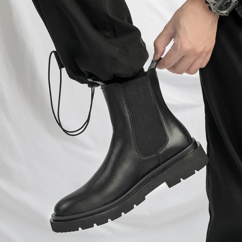 Couro genuíno estilo britânico Martin botas masculinas de alta qualidade All-Match na moda sapatos masculinos primavera