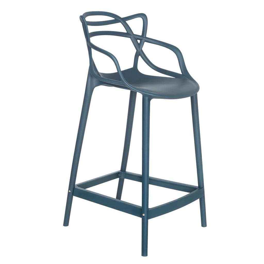 Banqueta média para bancada Master Allegra em Polipropileno 66 cm - Azul petróleo