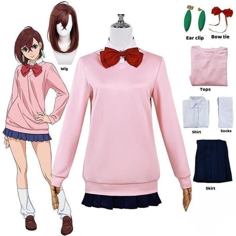 Fantasia de Cosplay de Momo Ayase, Peruca, Anime, Uniforme Escolar JK, Pulseiras Rosas, Saia Camisola, Festa de Hallowee