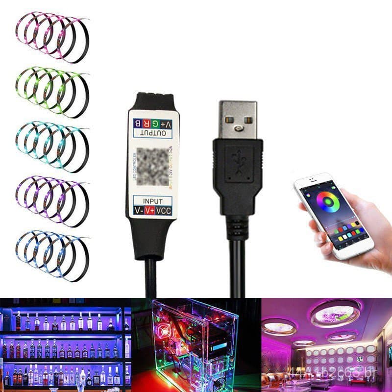 Controlador Mini Bluetooth USB Shuanghongyuan para Fita de LED Inteligente, Controlador RGB para Camping ao Ar Livre