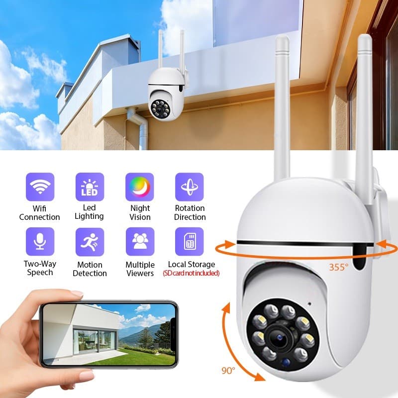 Câmera Cctv Externa KK-2 PTZ Rastreamento Humano HD Visão Noturna Sem Fio À Prova D'água