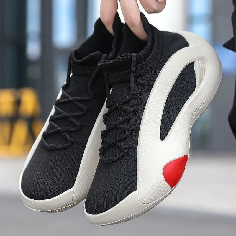 Tênis de basquete masculino oito gerações antiderrapante preto branco primeiro resistente ao desgaste amortecimento de c