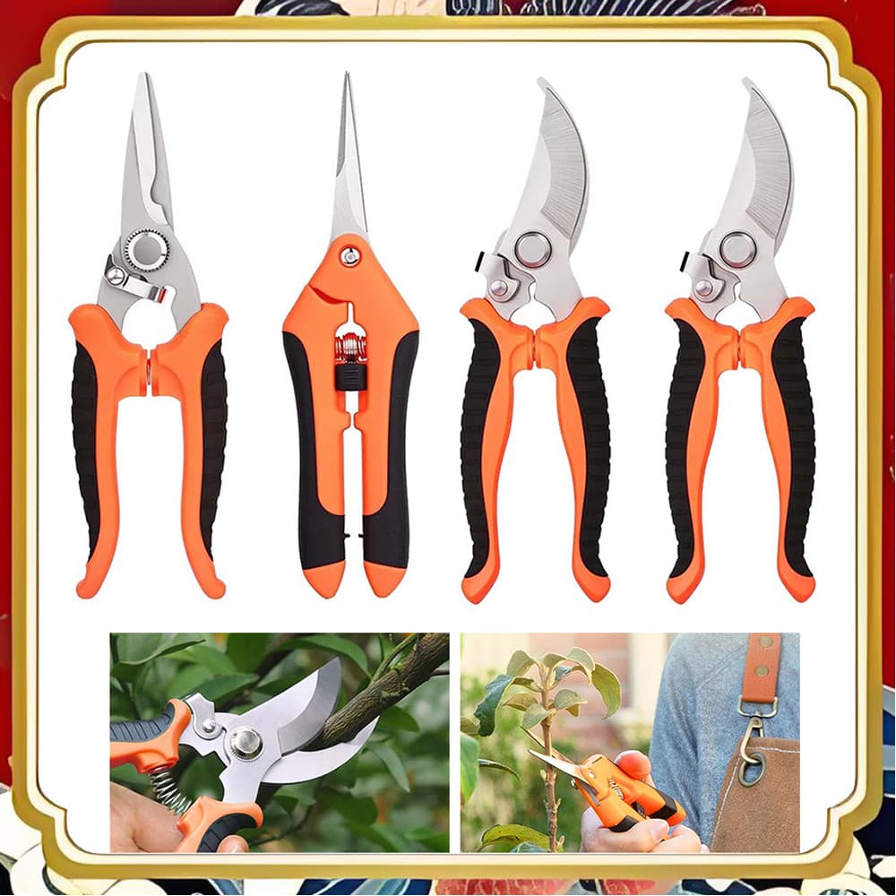 Conjunto multifuncional de tesouras de jardim, tesouras de poda, combinação de 4 peças, caixa de papel, embalagem