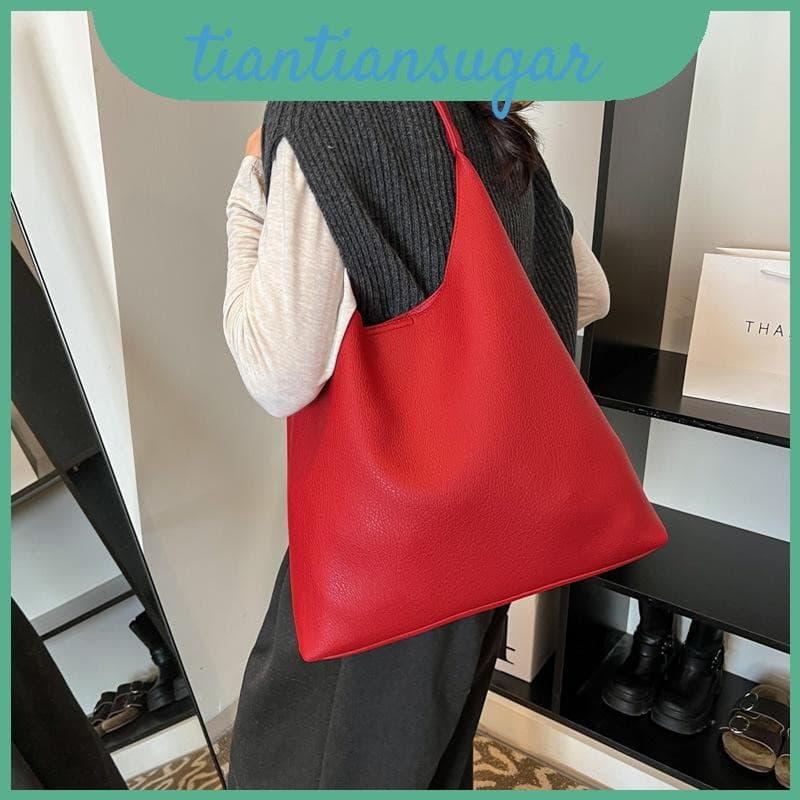 Bolsa De Ombro De Cor Retrô Casual Sólida Com Grande Capacidade E Seção Interna Do Telefone Para Uso Diário