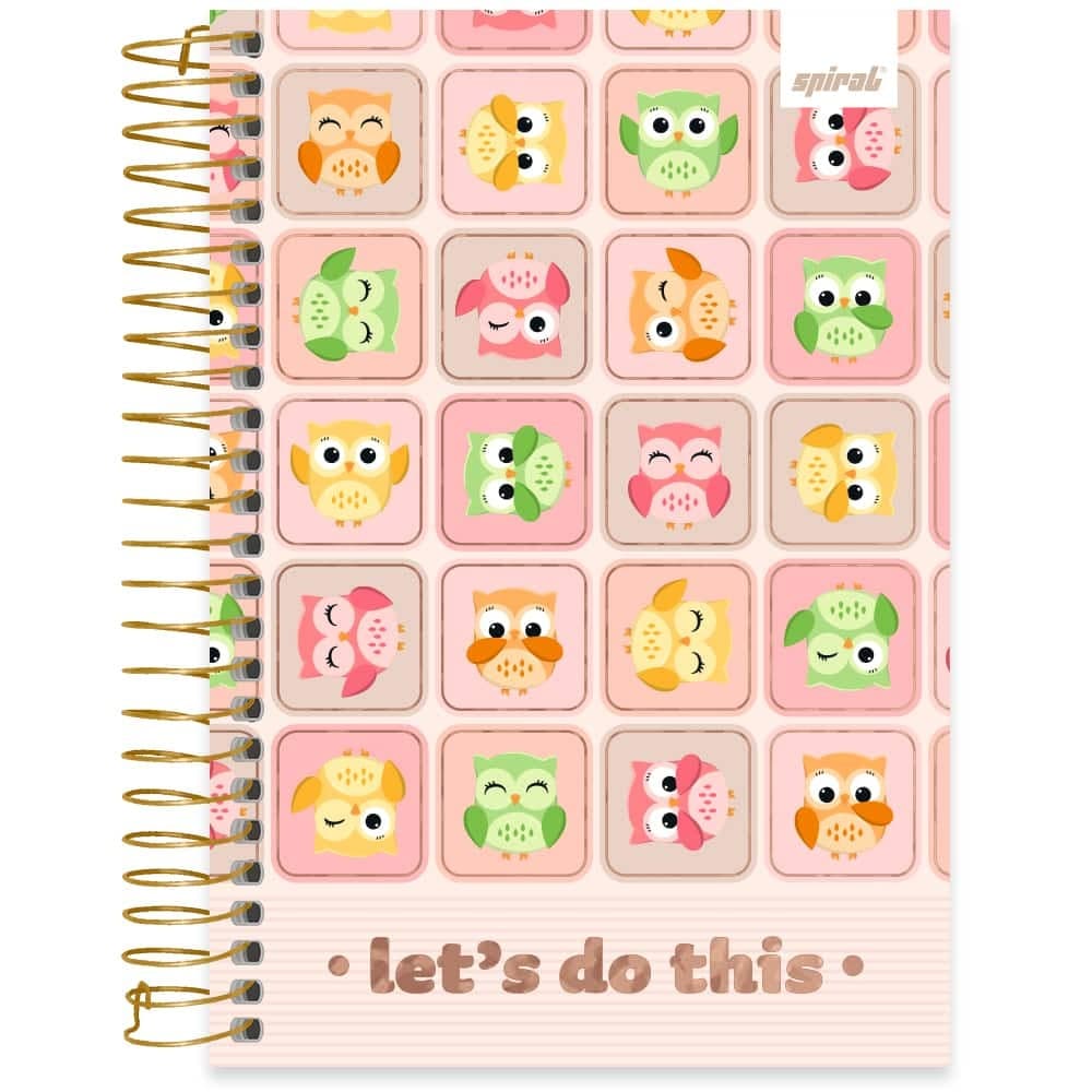 Caderno 1/4 Capa Dura Espiral 160 folhas Corujinhas Spiral