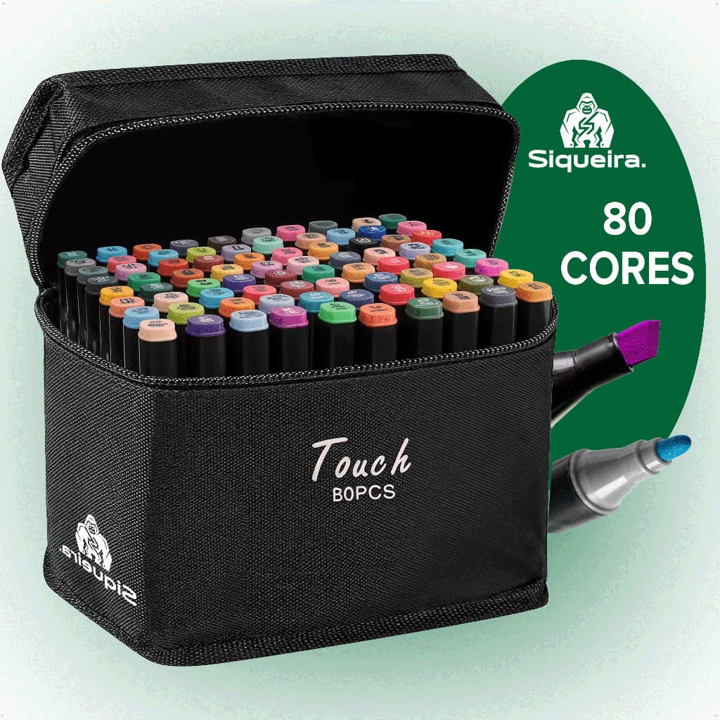 Kit Conjunto De Canetas  80 Cores Ponta Dupla