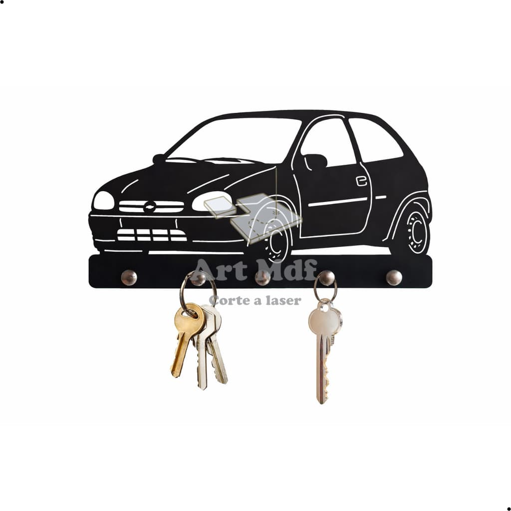 Porta Chave Chevrolet Corsa 20cm MDF Quadro Decorativo Vasado Preto - GM MPFI EFI