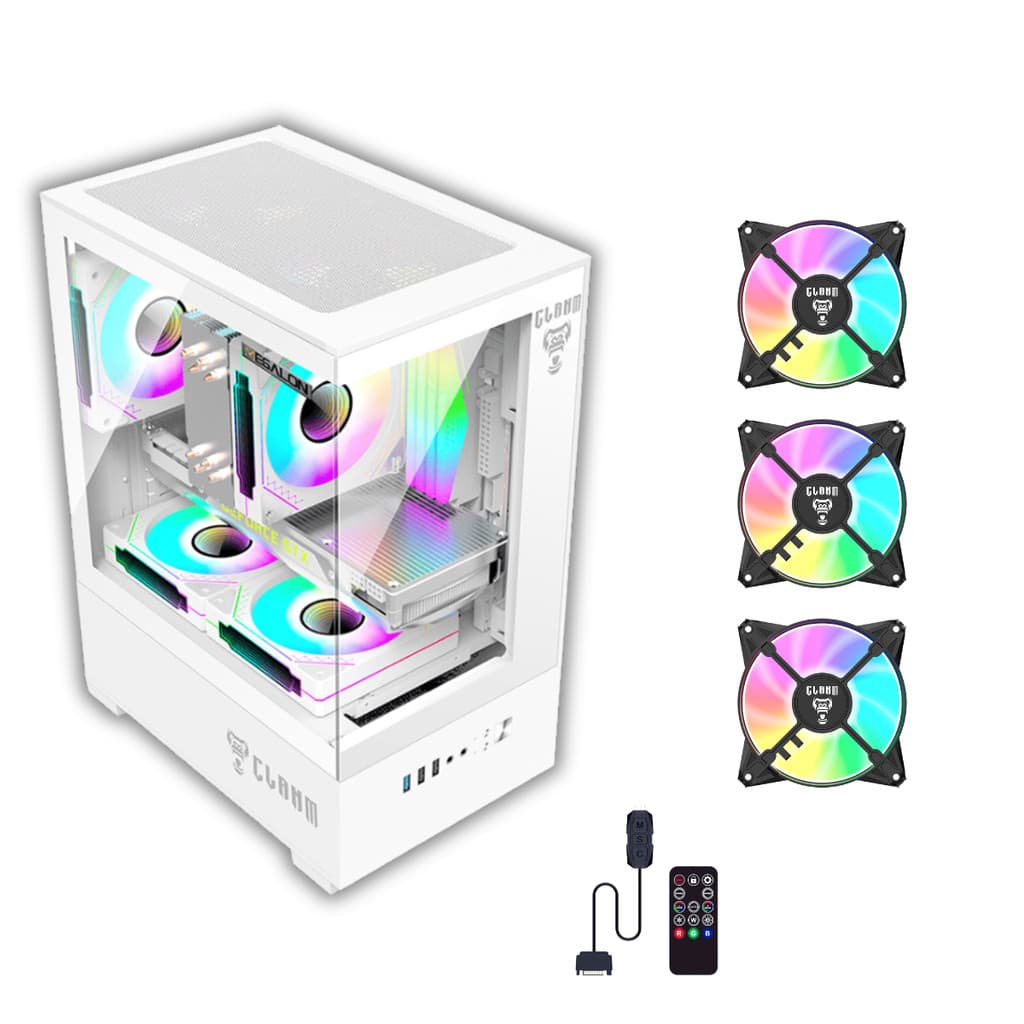 Gabinete Gamer Snow Megalon + 3 Fans ARGB Controladora Clanm