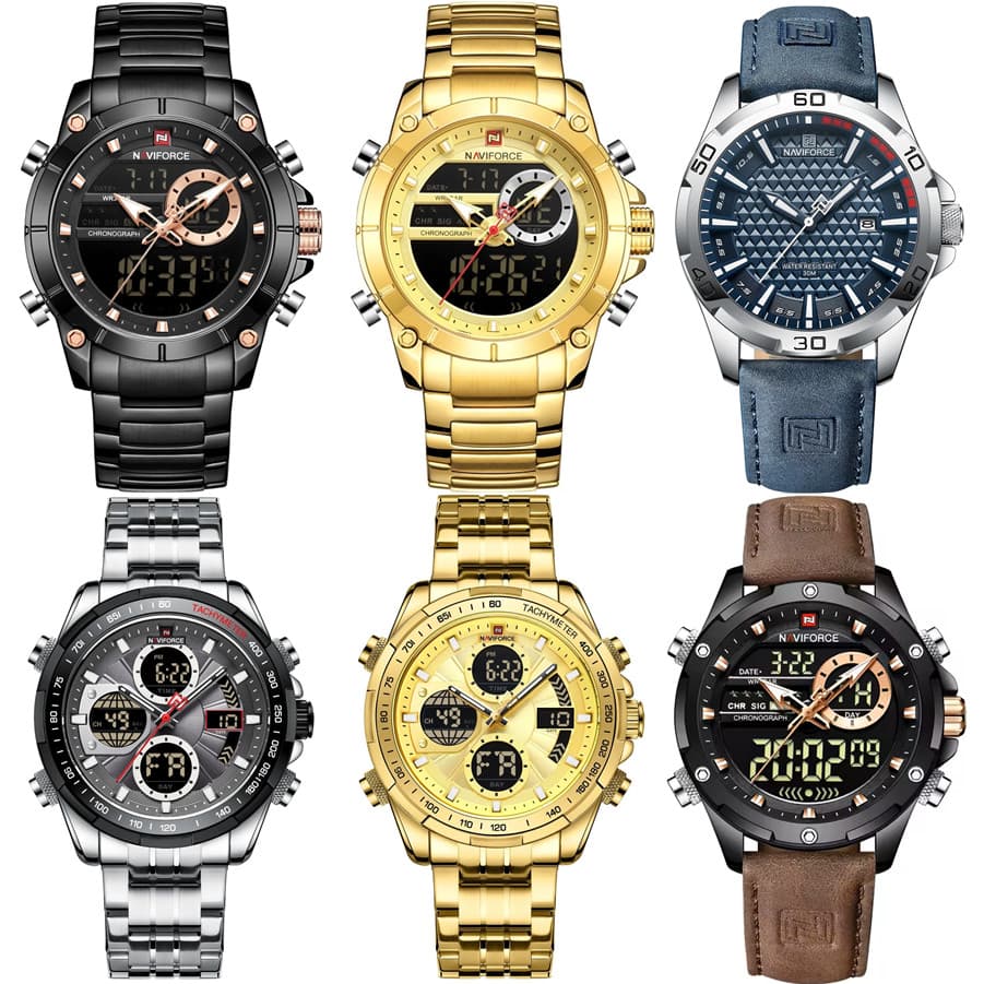 Relógio Masculino NAVIFORCE Original Esportivo Analógico à Prova D’Água com Pulseira em Aço/Couro