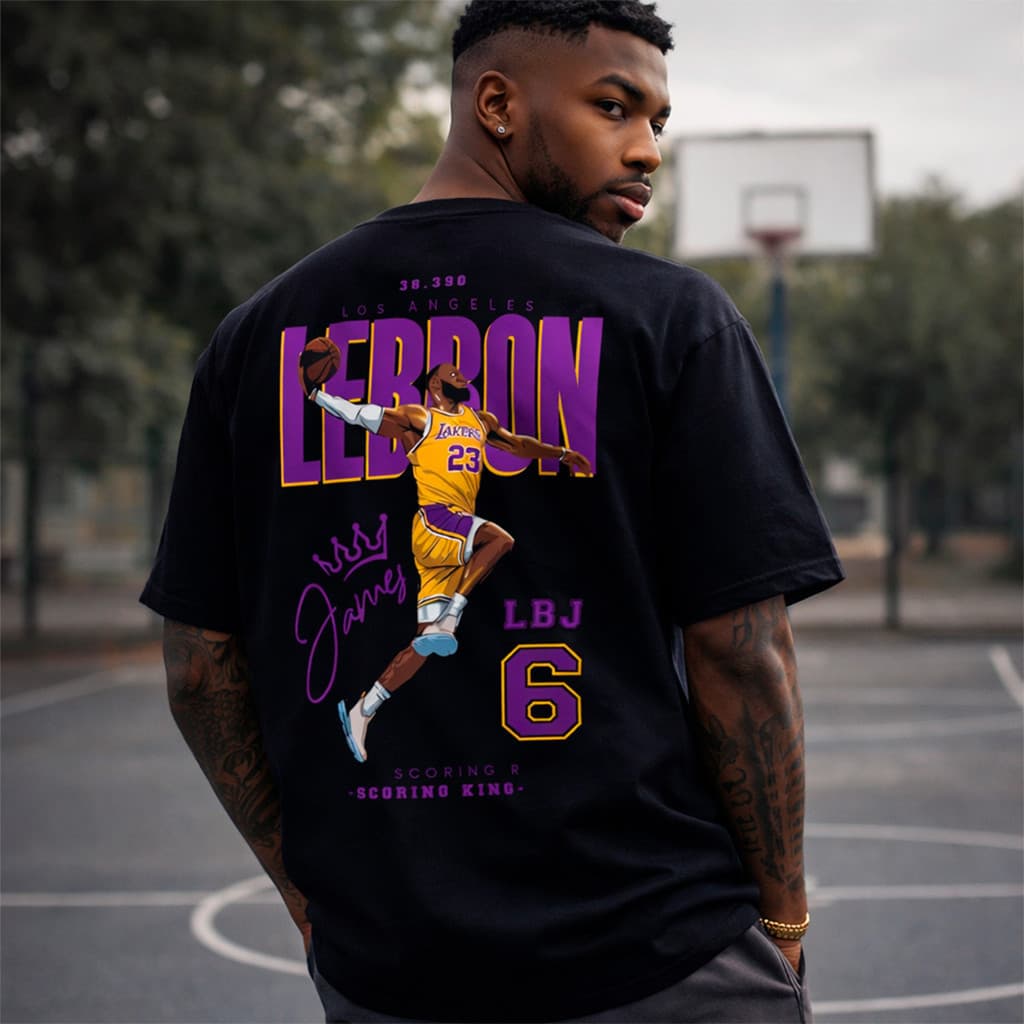 Camiseta Algodão Camisa Streetwear NBA Lebron Lakers Masculina Estampada