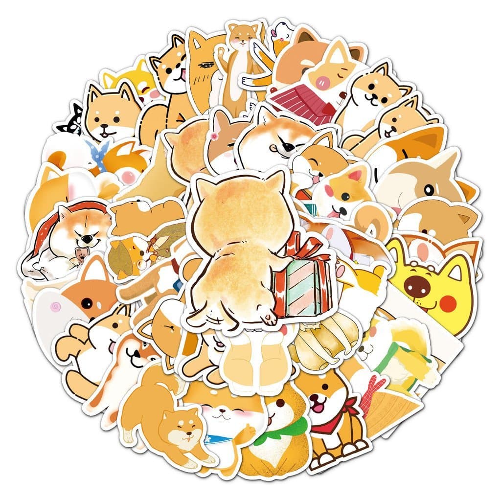 51 adesivos fofos à prova d'água com desenhos de Shiba Inu para decoração DIY de laptop, bagagem, carro e piano.