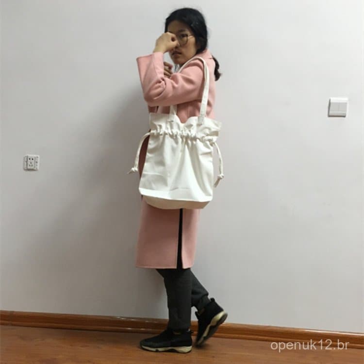 Nova bolsa de lona estilo coreano para estudantes universitárias, adequada para aulas, bolsa de ombro única, grande capa