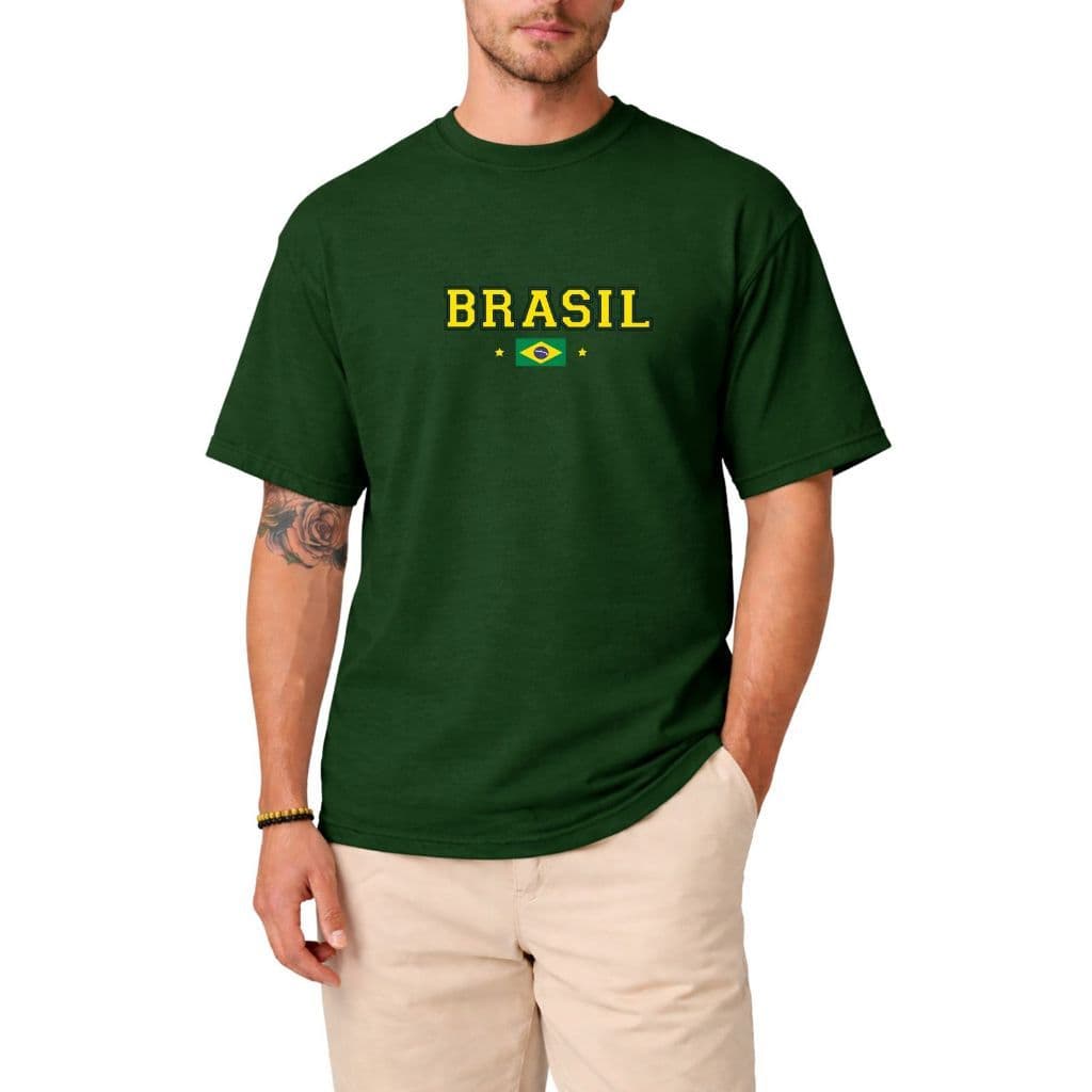 Camiseta Básica Masculina Estampada Brasil Copa do Mundo 2026 Futebol. Envio Rápido