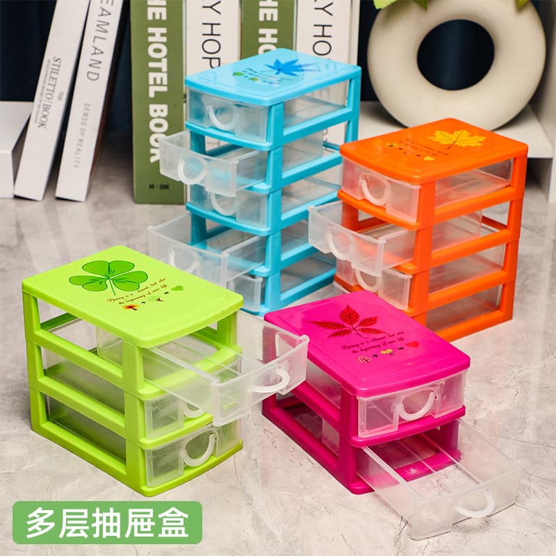 Caixa de armazenamento em camadas coloridas, organizador de mesa, caixa de classificação de plástico para escritório, an