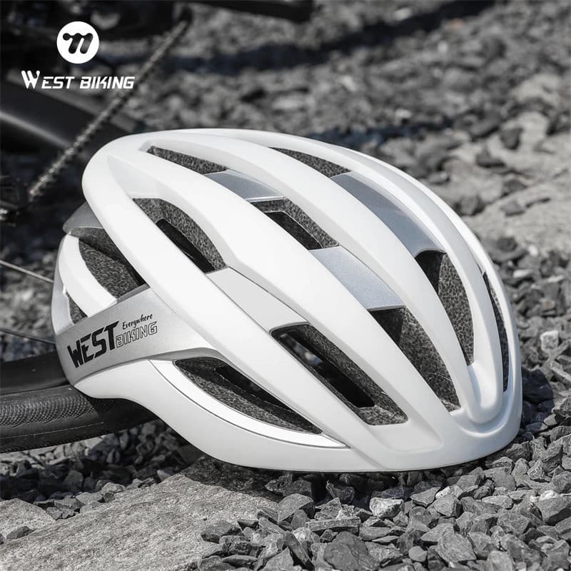 Capacetes de Ciclismo WEST BIKING Brancos para Bicicleta de Estrada, Capacete Moldado Integralmente, Capacetes Aerodinâm