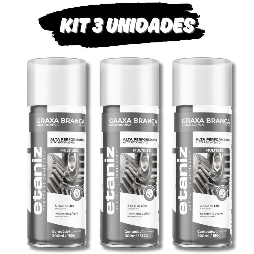Kit 3 Graxa Branca De Lítio Spray 300ml Etaniz Envio Hiper Expresso